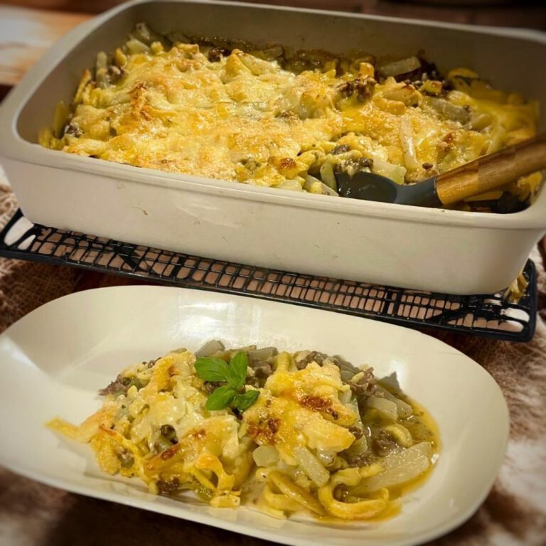 Spätzle-Kohlrabi-Hack-Auflauf mit Käsekrust